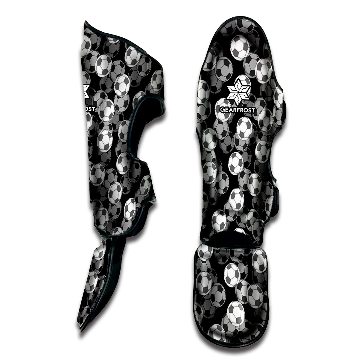 Black And White Soccer Ball Print Muay Thai Shin Guard