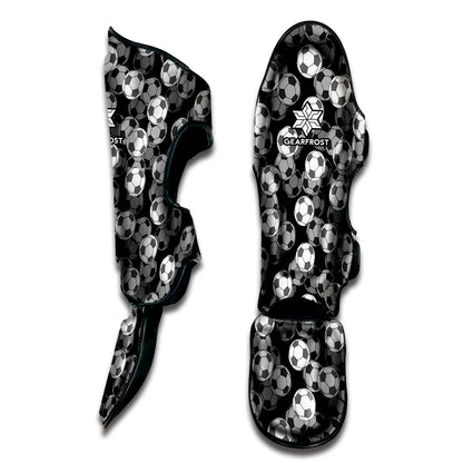 Black And White Soccer Ball Print Muay Thai Shin Guard