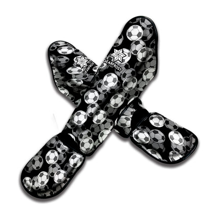 Black And White Soccer Ball Print Muay Thai Shin Guard