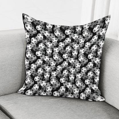 Black And White Soccer Ball Print Pillow Cover