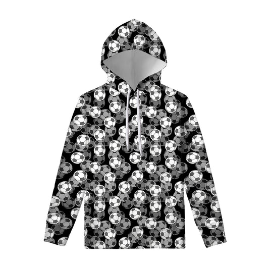 Black And White Soccer Ball Print Pullover Hoodie