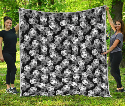 Black And White Soccer Ball Print Quilt