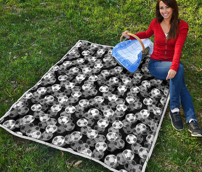 Black And White Soccer Ball Print Quilt