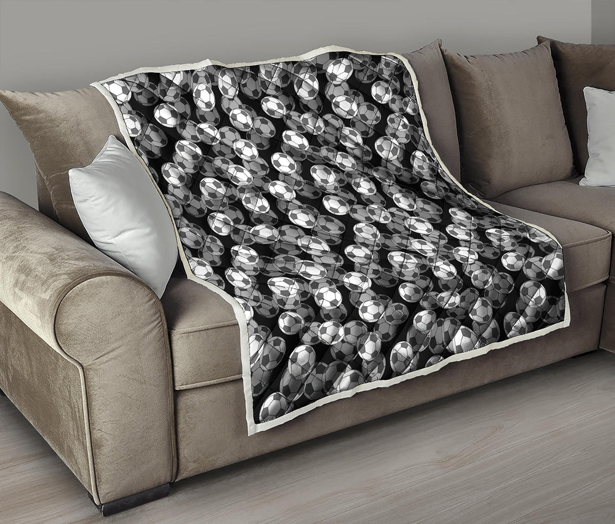Black And White Soccer Ball Print Quilt
