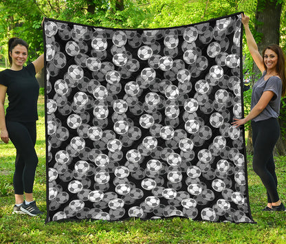 Black And White Soccer Ball Print Quilt