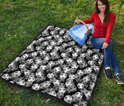 Black And White Soccer Ball Print Quilt