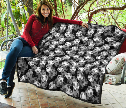 Black And White Soccer Ball Print Quilt