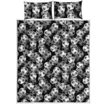 Black And White Soccer Ball Print Quilt Bed Set