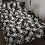 Black And White Soccer Ball Print Quilt Bed Set