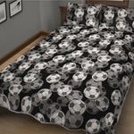 Black And White Soccer Ball Print Quilt Bed Set