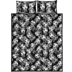 Black And White Soccer Ball Print Quilt Bed Set