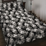 Black And White Soccer Ball Print Quilt Bed Set