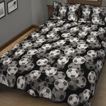 Black And White Soccer Ball Print Quilt Bed Set