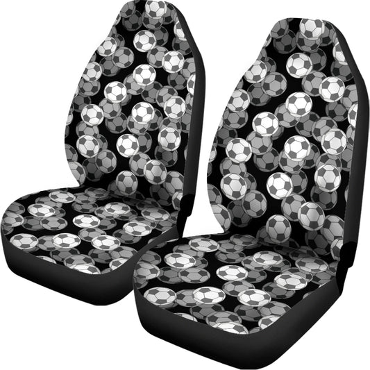 Black And White Soccer Ball Print Universal Fit Car Seat Covers