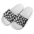 Black And White Soccer Ball Print White Slide Sandals