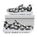Black And White Soccer Ball Print White Running Shoes