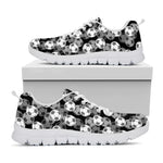 Black And White Soccer Ball Print White Sneakers