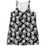 Black And White Soccer Ball Print Women's Racerback Tank Top