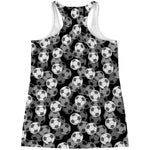 Black And White Soccer Ball Print Women's Racerback Tank Top