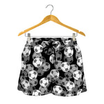 Black And White Soccer Ball Print Women's Shorts