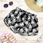 Black And White Soccer Ball Print Women's Shorts