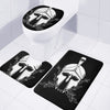 Black And White Spartan Helmet Print 3 Piece Bath Mat Set