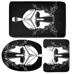 Black And White Spartan Helmet Print 3 Piece Bath Mat Set