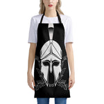 Black And White Spartan Helmet Print Apron
