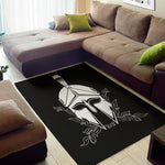Black And White Spartan Helmet Print Area Rug