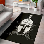 Black And White Spartan Helmet Print Area Rug