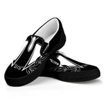 Black And White Spartan Helmet Print Black Slip On Shoes