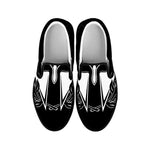 Black And White Spartan Helmet Print Black Slip On Shoes