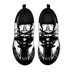 Black And White Spartan Helmet Print Black Sneakers
