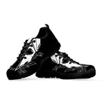 Black And White Spartan Helmet Print Black Sneakers