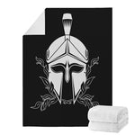 Black And White Spartan Helmet Print Blanket