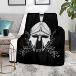 Black And White Spartan Helmet Print Blanket