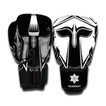 Black And White Spartan Helmet Print Boxing Gloves