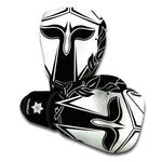 Black And White Spartan Helmet Print Boxing Gloves