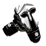 Black And White Spartan Helmet Print Boxing Gloves