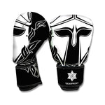 Black And White Spartan Helmet Print Boxing Gloves