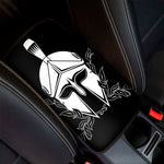 Black And White Spartan Helmet Print Car Center Console Cover