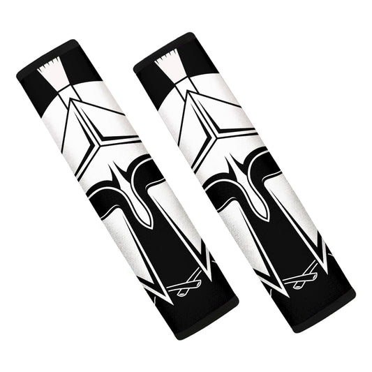 Black And White Spartan Helmet Print Car Seat Belt Covers