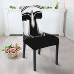Black And White Spartan Helmet Print Dining Chair Slipcover