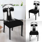 Black And White Spartan Helmet Print Dining Chair Slipcover