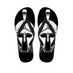 Black And White Spartan Helmet Print Flip Flops