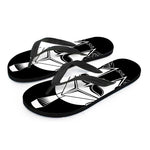 Black And White Spartan Helmet Print Flip Flops