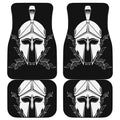 Black And White Spartan Helmet Print Front and Back Car Floor Mats