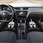 Black And White Spartan Helmet Print Front and Back Car Floor Mats