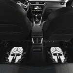 Black And White Spartan Helmet Print Front and Back Car Floor Mats
