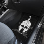 Black And White Spartan Helmet Print Front and Back Car Floor Mats